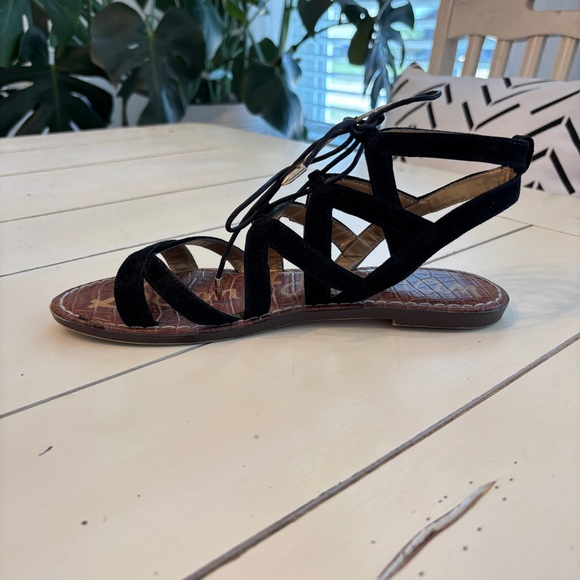 Sam Edelman Gemma Gladiator Leather Lace Up Suede Sandal Women's Size 8 Black - Picture 9 of 12